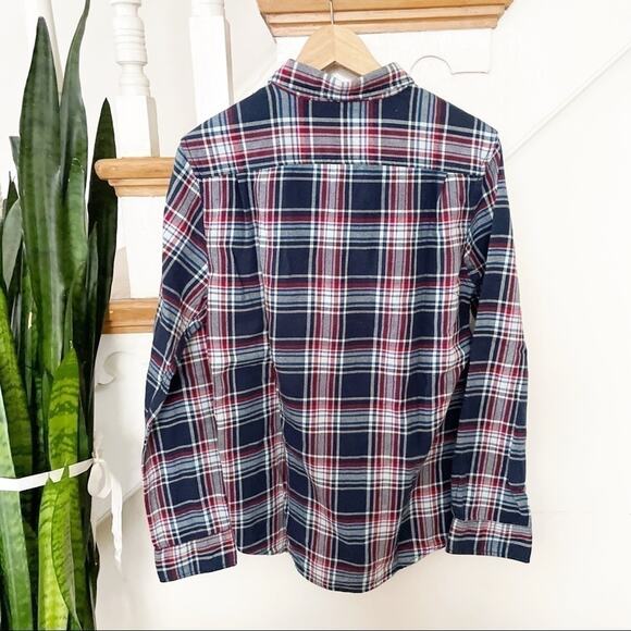 On The Byas Red & Blue Plaid Button-Up Long Sleeve Shirt Size Small - Picture 4 of 4
